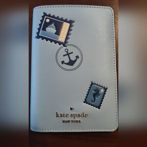 Kate Spade Light Blue Passport Cover with Nautical Stamps (NWOT)